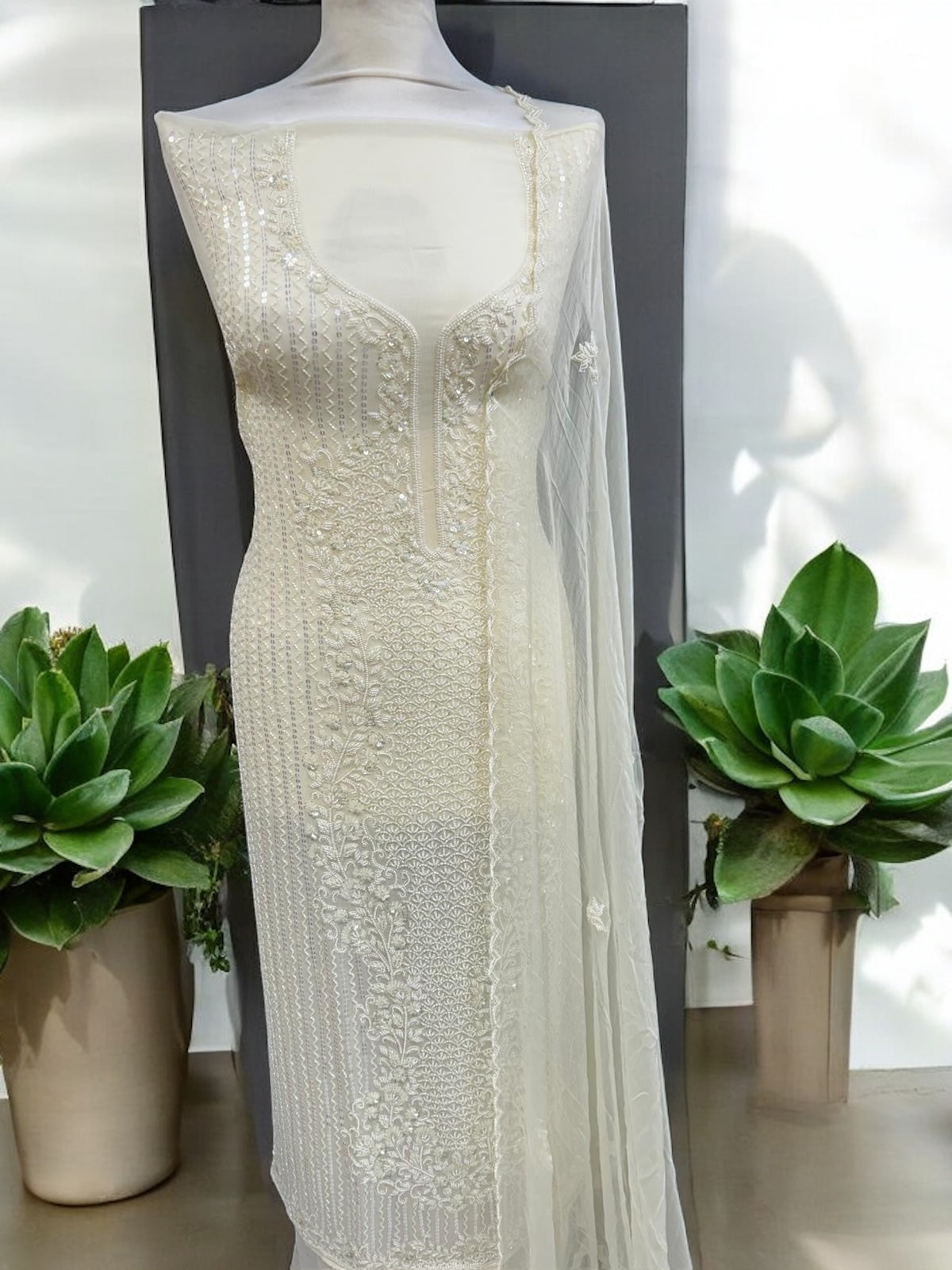 Pure Georgette Suit - Cream