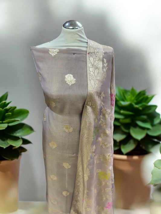 Silk - Two tone lilac-silver Suit